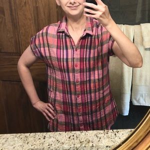 beach lunch lounge pink plaid top